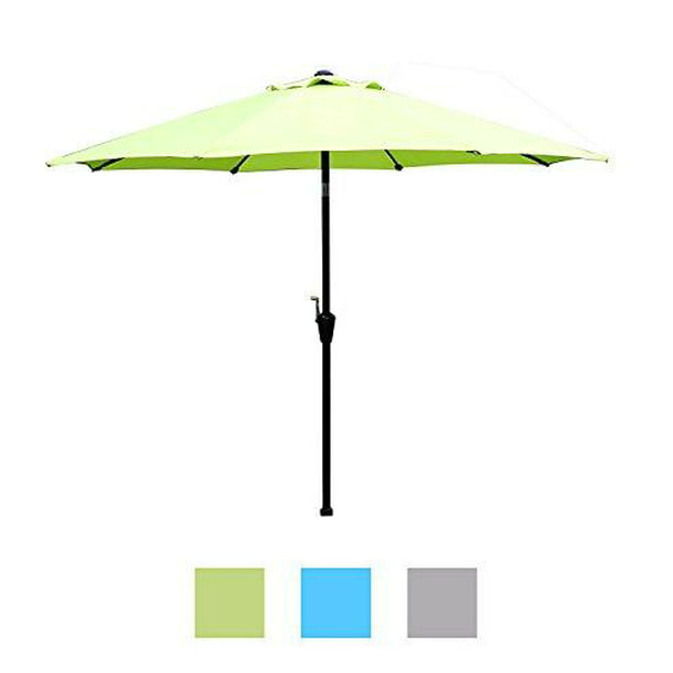 10 Feet Aluminum Pole Umbrella with Auto Tilt Crank Lime Green 9 Ft High